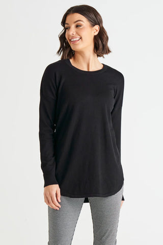 Roll Up Sleeve Knit- Black
