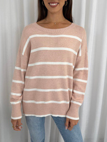 Chunky Long Stripe Cardi- Black