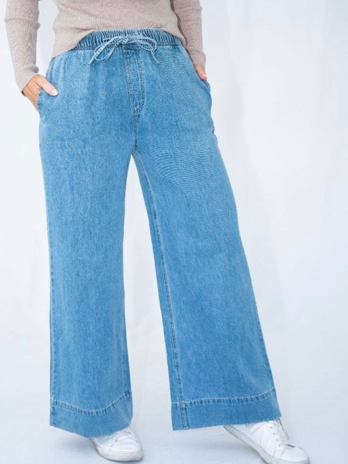 Soft Denim Drawstring Pants