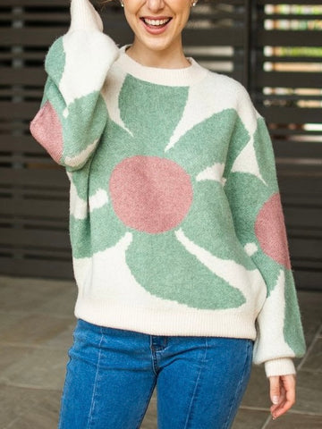 Roll Up Sleeve Knit- Green