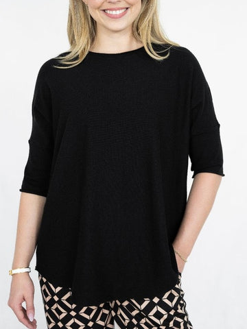 Chunky Long Stripe Cardi- Black