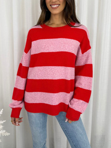 Chunky Long Stripe Cardi- Black