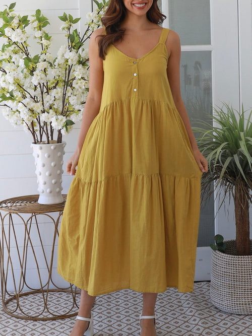 Bailey Linen Dress- Lime Green