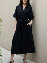 Polly Shirt Dress- Black