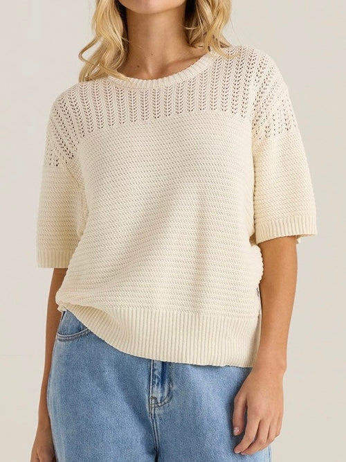 Cherri Knit Tee- Cream