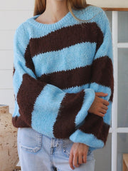 Charlotte Stripe Knit Jumper- Blue/ Brown