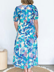 Selma Flora Dress- Blue