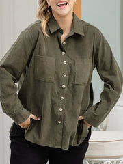 Sloane Cord Shacket- Khaki