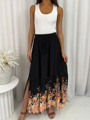Bridgett Floral Maxi Skirt- Black