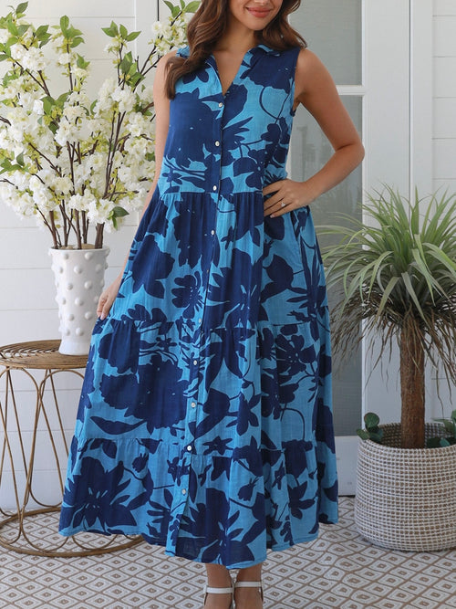 Hazel Floral Dress- Blue