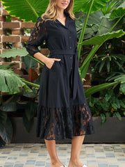 Hashim Lace Midi Dress- Black