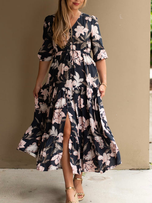 Venice Floral Selma Dress- Navy