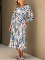 Paisley Gold Print Button Dress