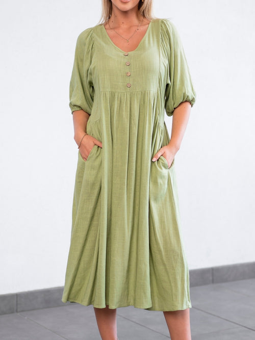 Bonnie Peasant Dress- Sage