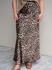 Leopard Bias Cut Skirt