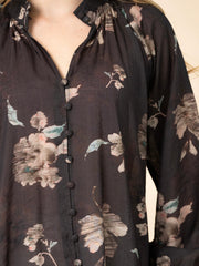 Scratch Floral Blouse- Chocolate