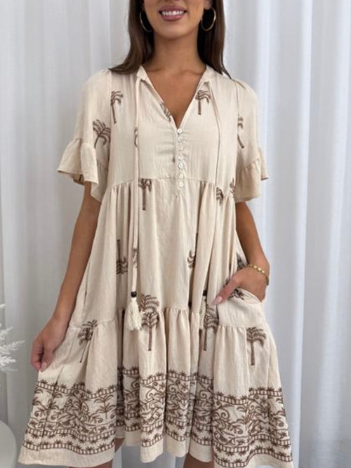 Zara Palm Dress- Natural