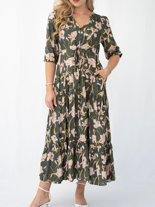 Wild Iris Selma Dress- Green