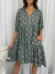 Polka Dot Khaki Dress