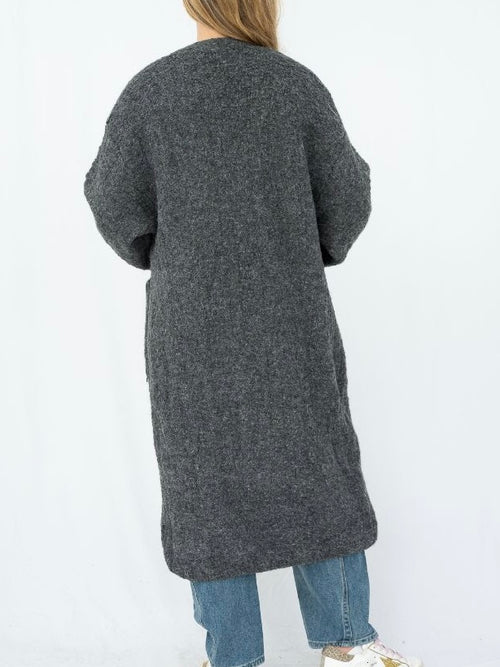 Boucle Knit Cardi- Charcoal