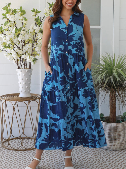 Hazel Floral Dress- Blue
