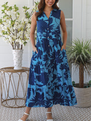 Hazel Floral Dress- Blue