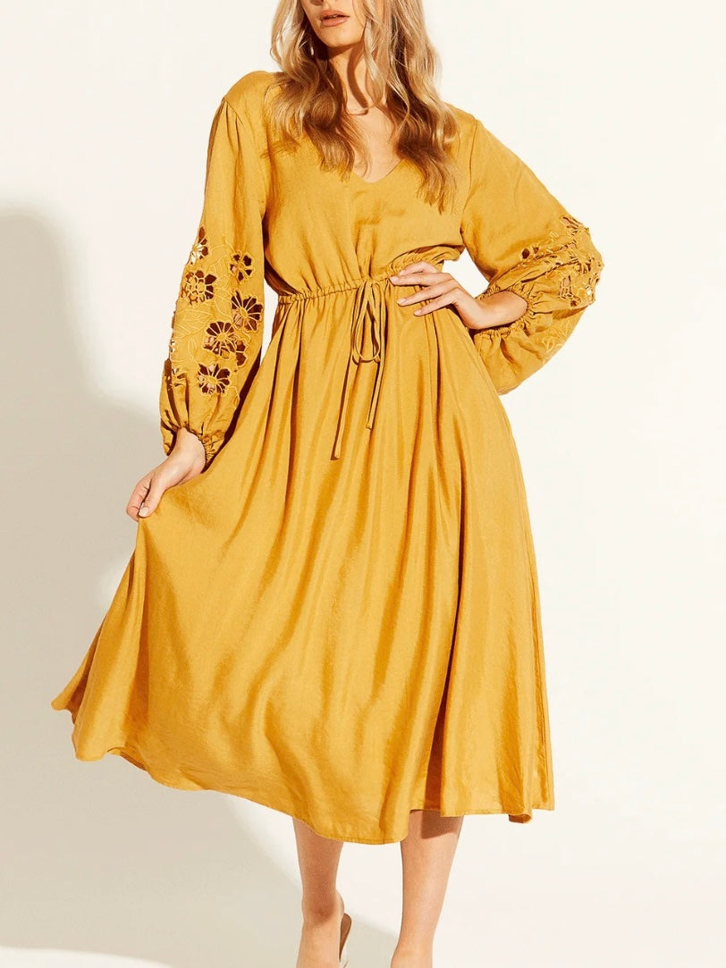 Our Love Embroidered Dress- Tobacco – Evolution On Gladstone