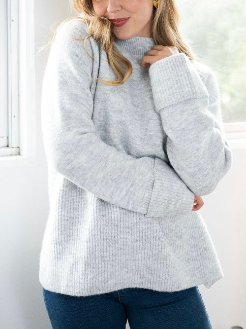 Cuff Sleeve Knit- Grey