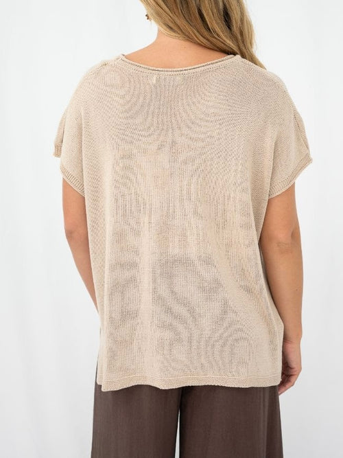 Relaxed Short Slv Knit- Mocha