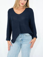 Roll up Sleeve Knit- Navy