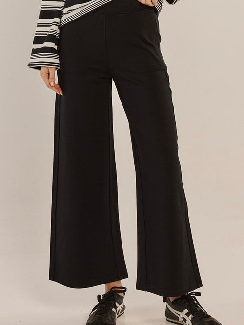 Wynn Wide Leg Ponte Pant- Black