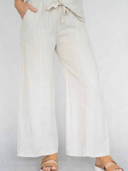 Italian Linen Drawstring Pants- Sand