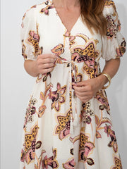 Esther Floral Sleek Selma Dress- White