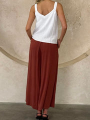 Tara Wide Leg Linen Pants- Terracotta