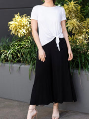 Wide Leg Linen Pants- Black