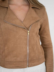 Suede Biker Jacket- Tan