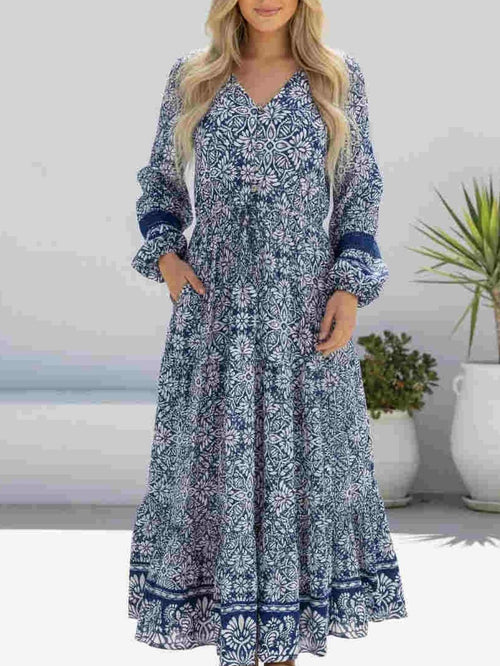 Mandy Dress- Blue/White