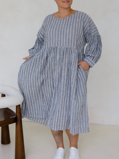 PQ Roma Dress- Blk/Wht Stripe