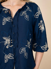 Raglan Sleeve Blouse- Navy