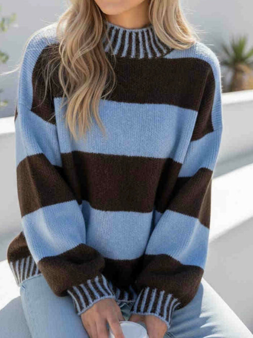 Lisa Stripe Knit- Blue/Choc