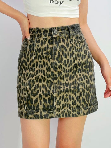 Satin Lace Split Skirt - Chocolate