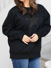 Star Sequin Sweat- Black