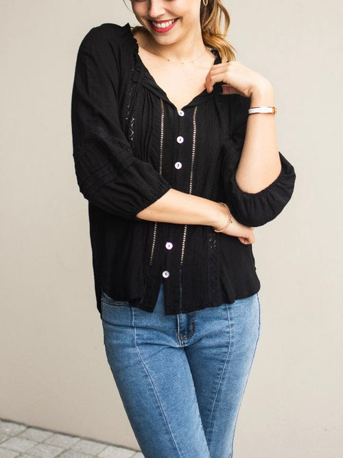 Pagot Lace Blouse-Black