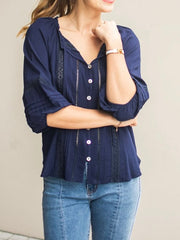 Pagot Lace Blouse- Navy