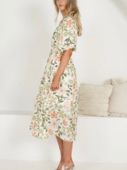 Peach Blossom Midi Dress