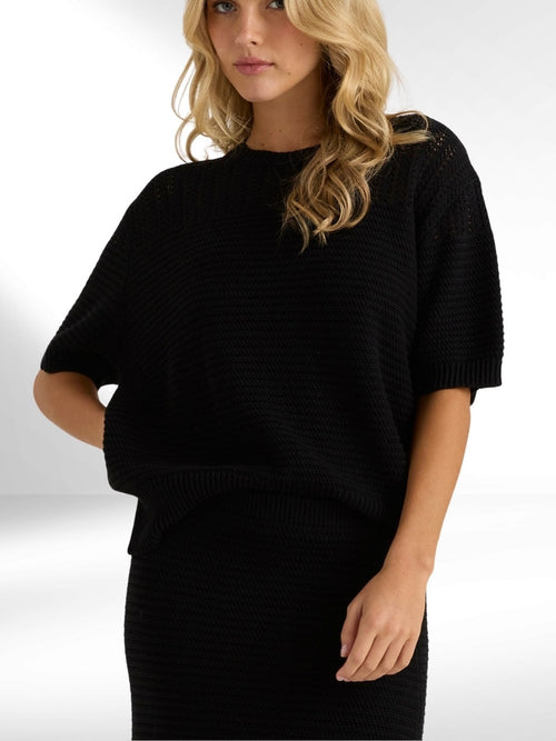 Cherri Knit Tee- Black