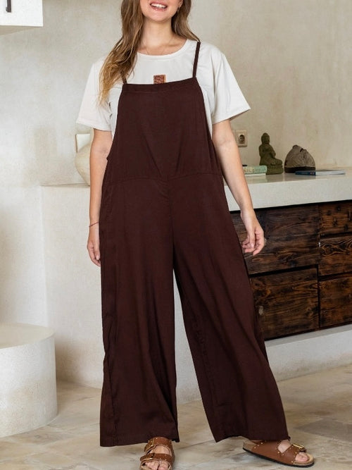 Rayon Overalls- Chocolate