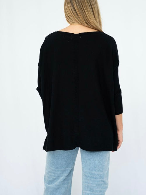 Edie Rib Box Jumper - Black