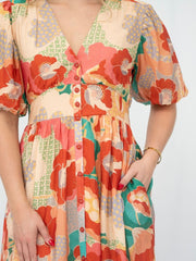 Quirky Flower Button Dress