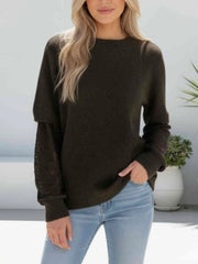 Elsie Lace Slv Knit- Chocolate
